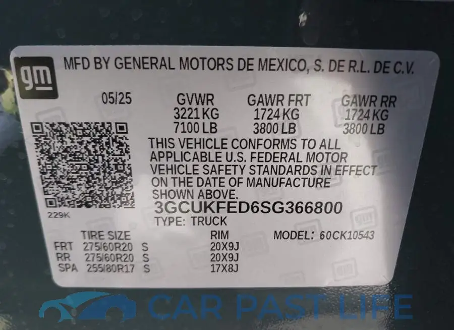 3GCUKFED6SG366800# 9
