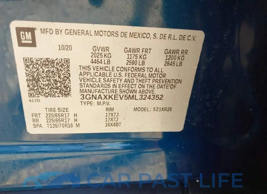 3GNAXKEV5ML324352# 9
