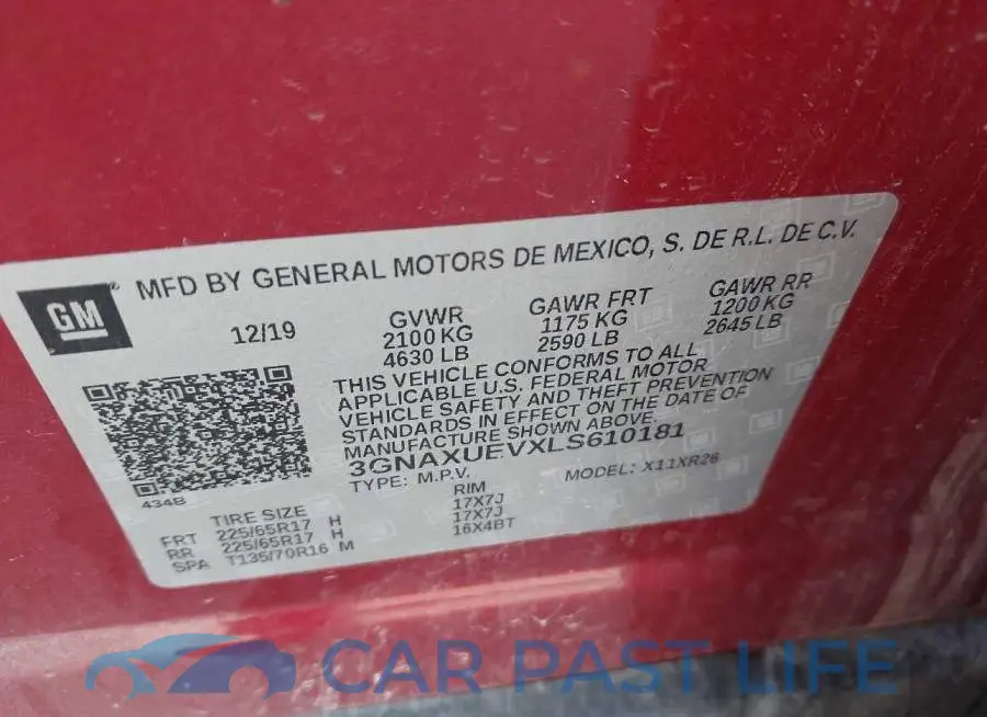 3GNAXUEVXLS610181# 9