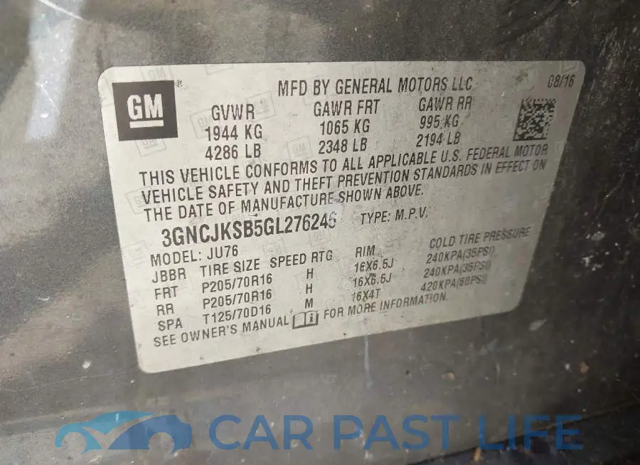 3GNCJKSB5GL276246# 9