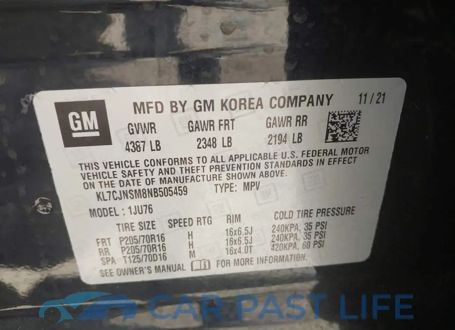KL7CJNSM8NB505459# 9