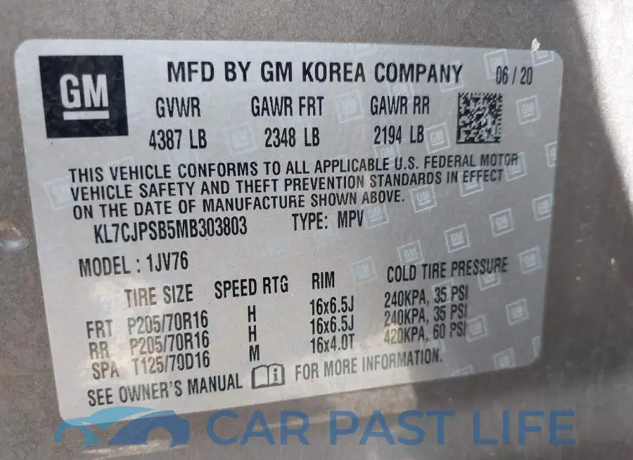 KL7CJPSB5MB303803# 9