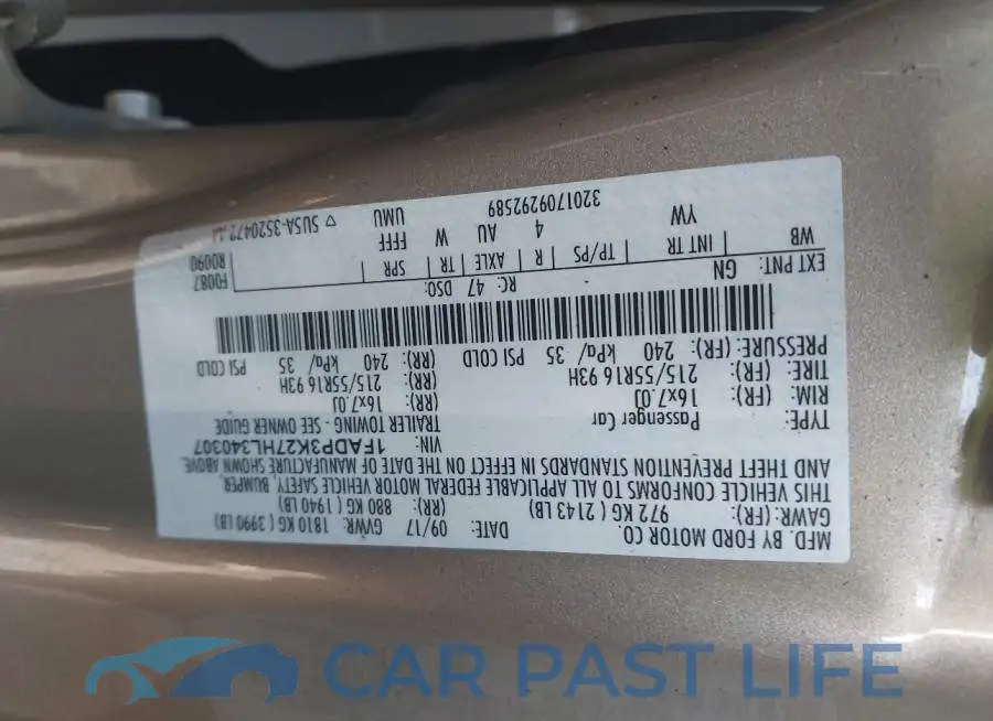 1FADP3K27HL340307# 9