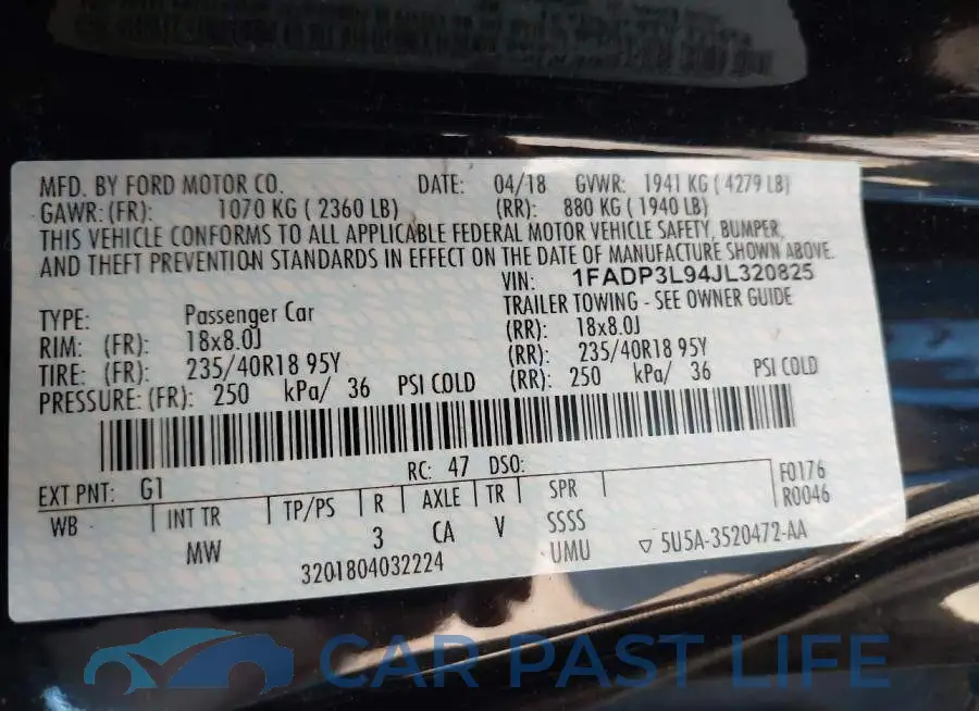 1FADP3L94JL320825# 9