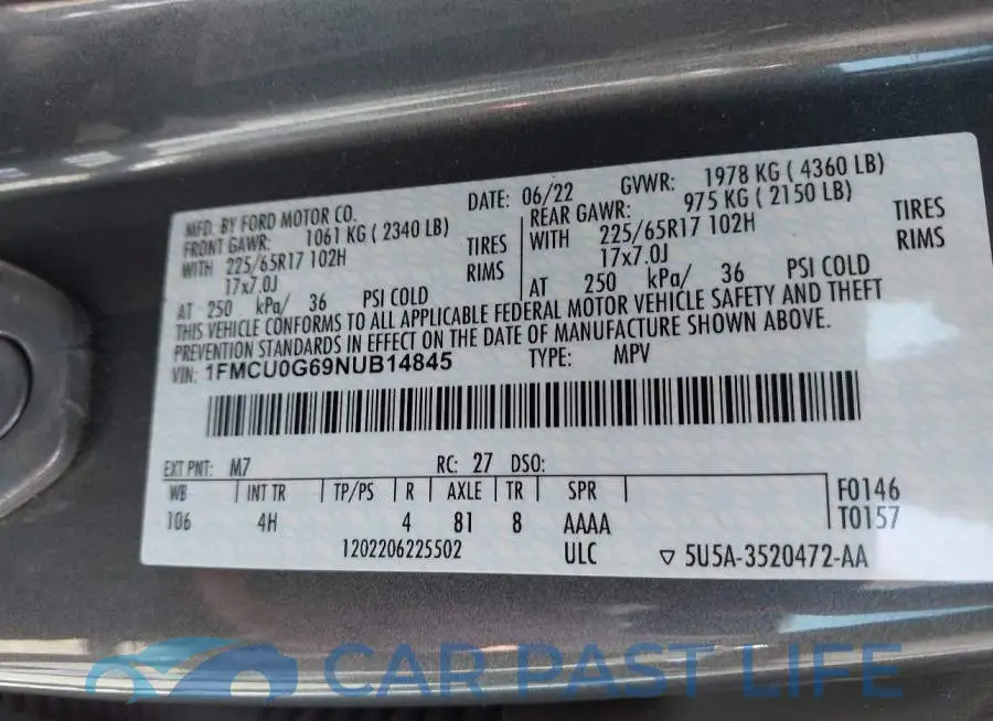1FMCU0G69NUB14845# 9