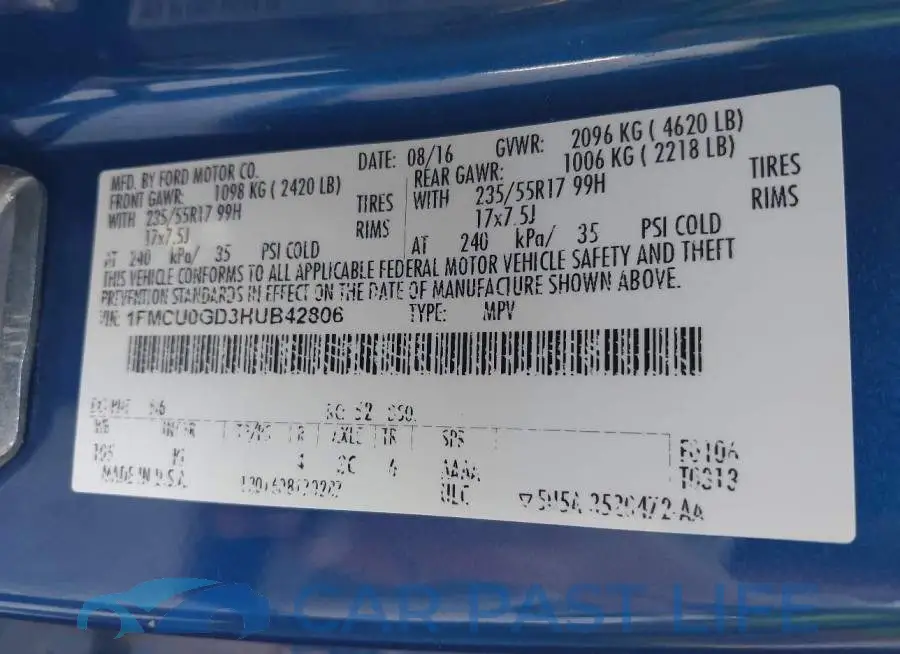 1FMCU0GD3HUB42806# 9