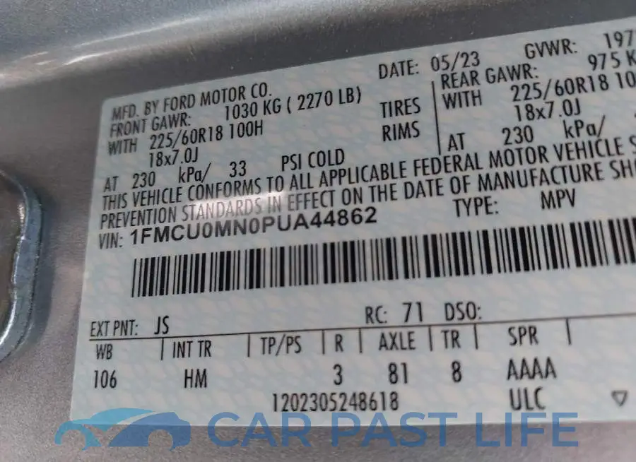 1FMCU0MN0PUA44862# 9
