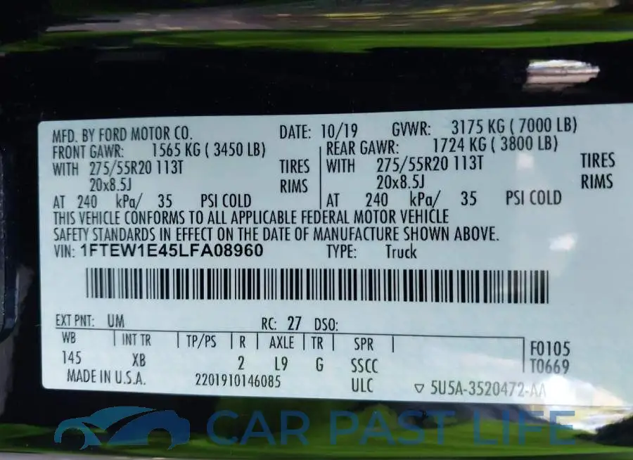 1FTEW1E45LFA08960# 9