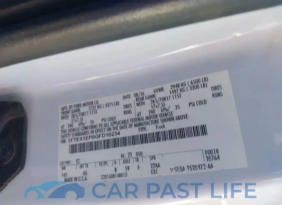 1FTEX1EP0GFD10234# 9