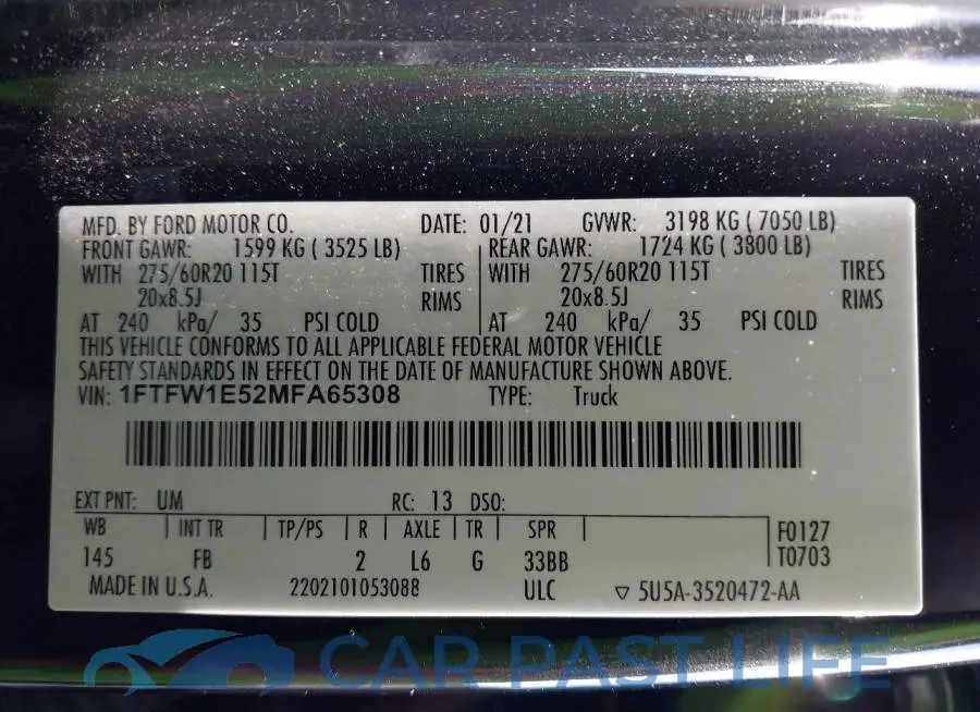 1FTFW1E52MFA65308# 9