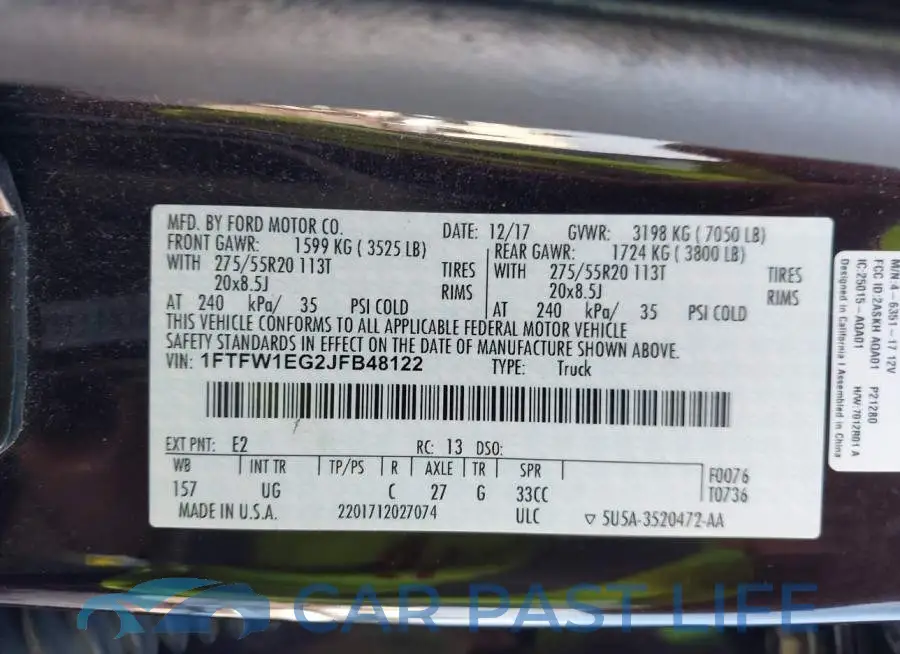1FTFW1EG2JFB48122# 9