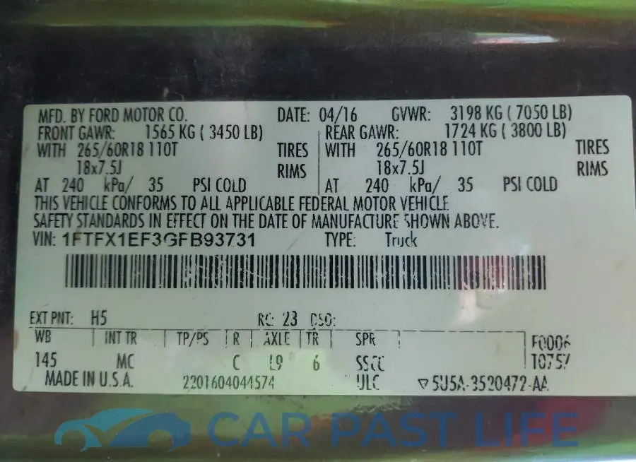 1FTFX1EF3GFB93731# 9