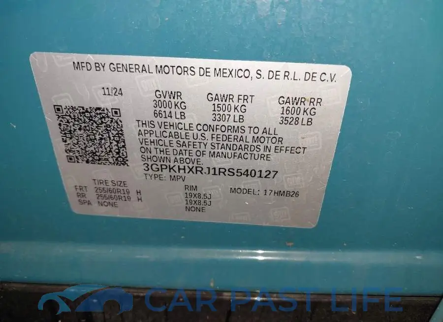 3GPKHXRJ1RS540127# 9