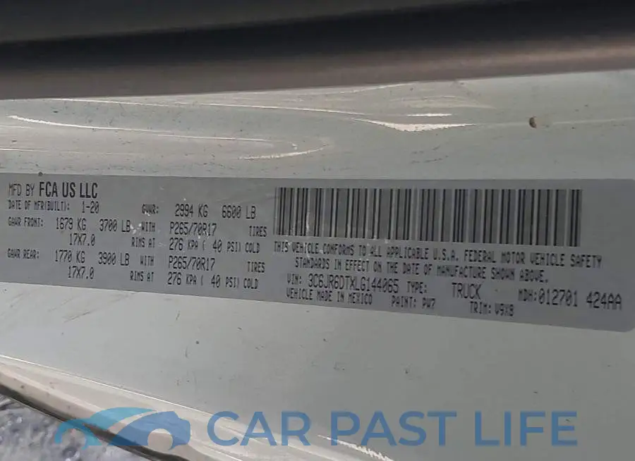 3C6JR6DTXLG144065# 9