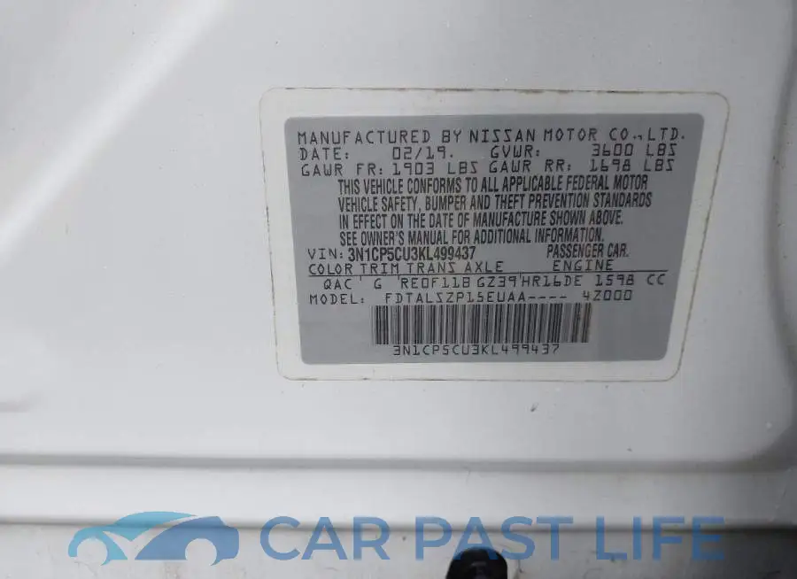 3N1CP5CU3KL499437# 9