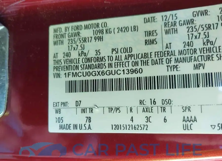 1FMCU0GX6GUC13960# 9