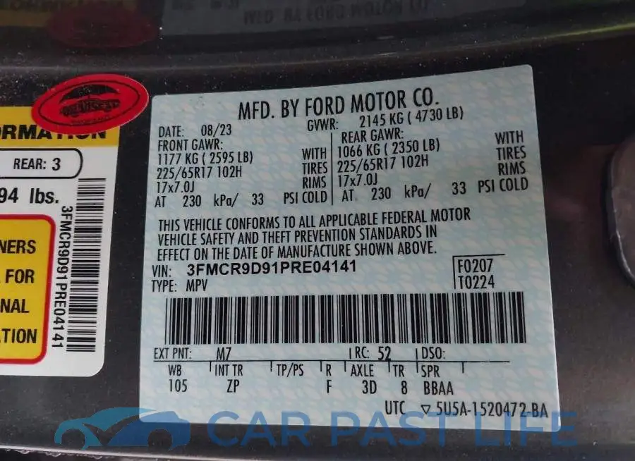 3FMCR9D91PRE04141# 9