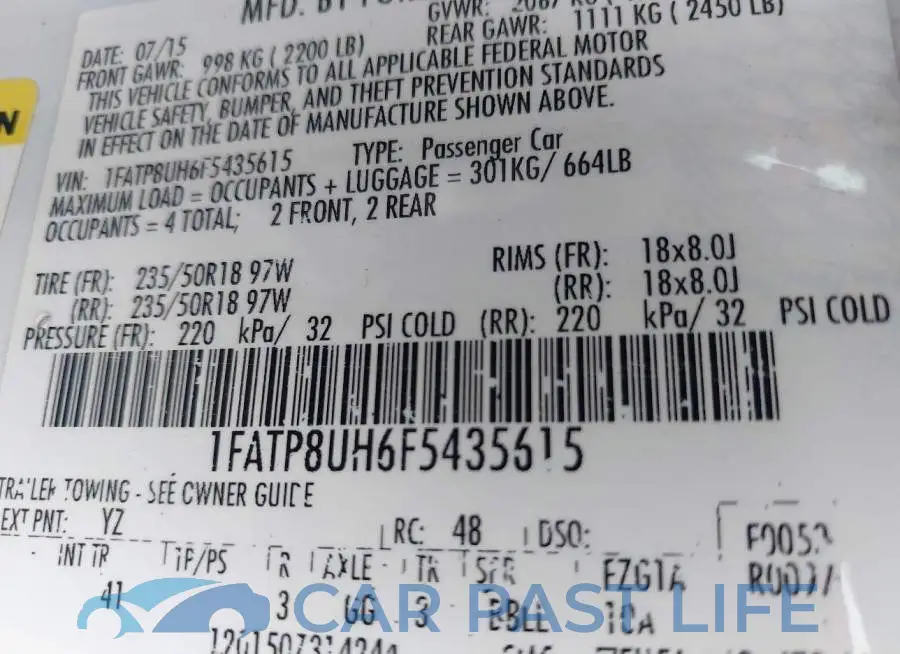 1FATP8UH6F5435615# 9