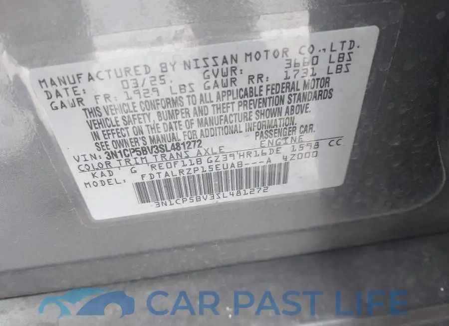 3N1CP5BV3SL481272# 9