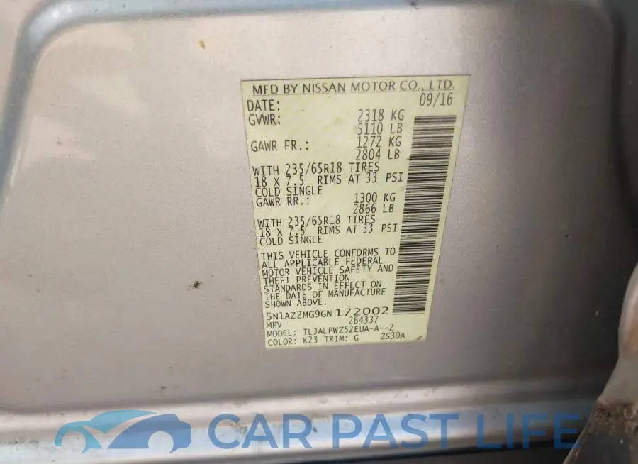 5N1AZ2MG9GN172002# 9