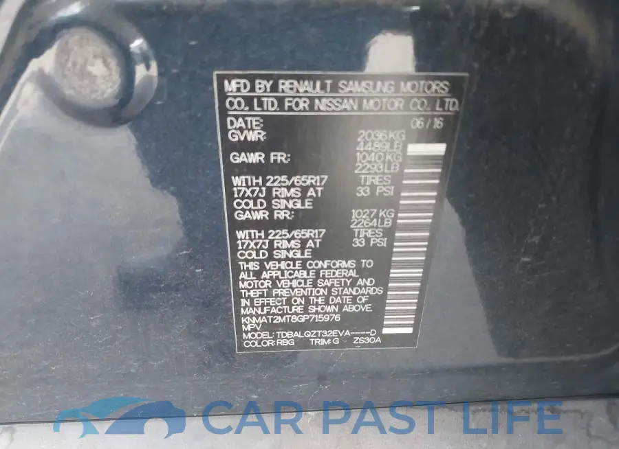 KNMAT2MT8GP715976# 9