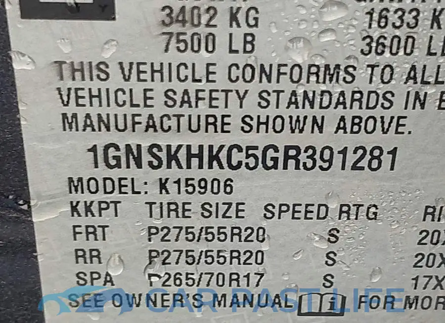 1GNSKHKC5GR391281# 9