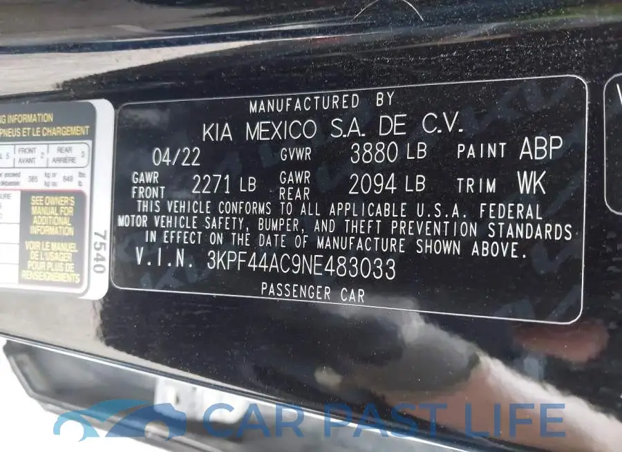 3KPF44AC9NE483033# 9