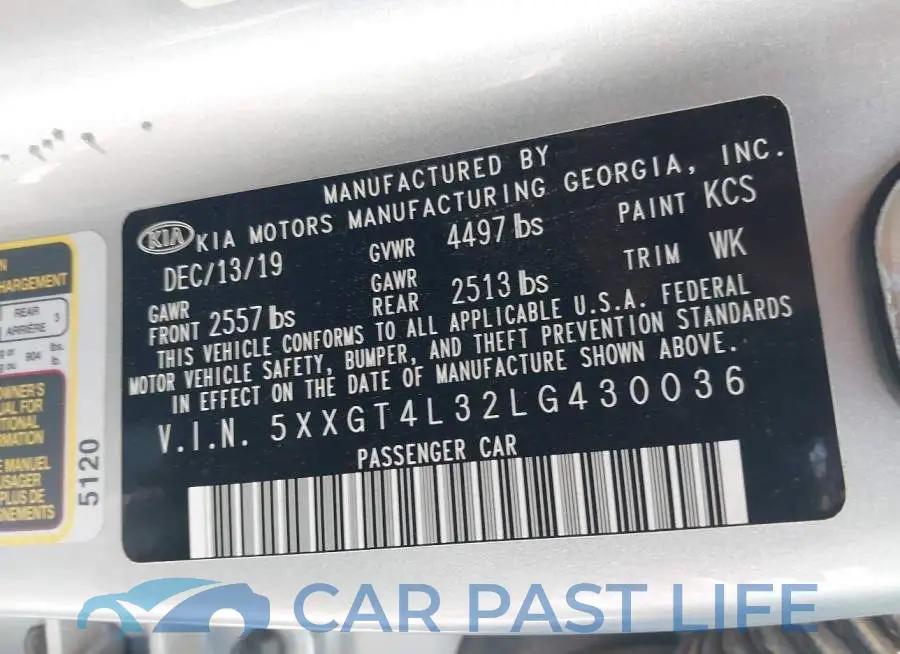 5XXGT4L32LG430036# 9