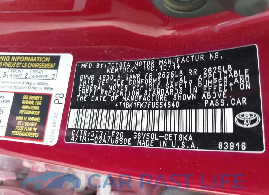 4T1BK1FK7FU554540# 9