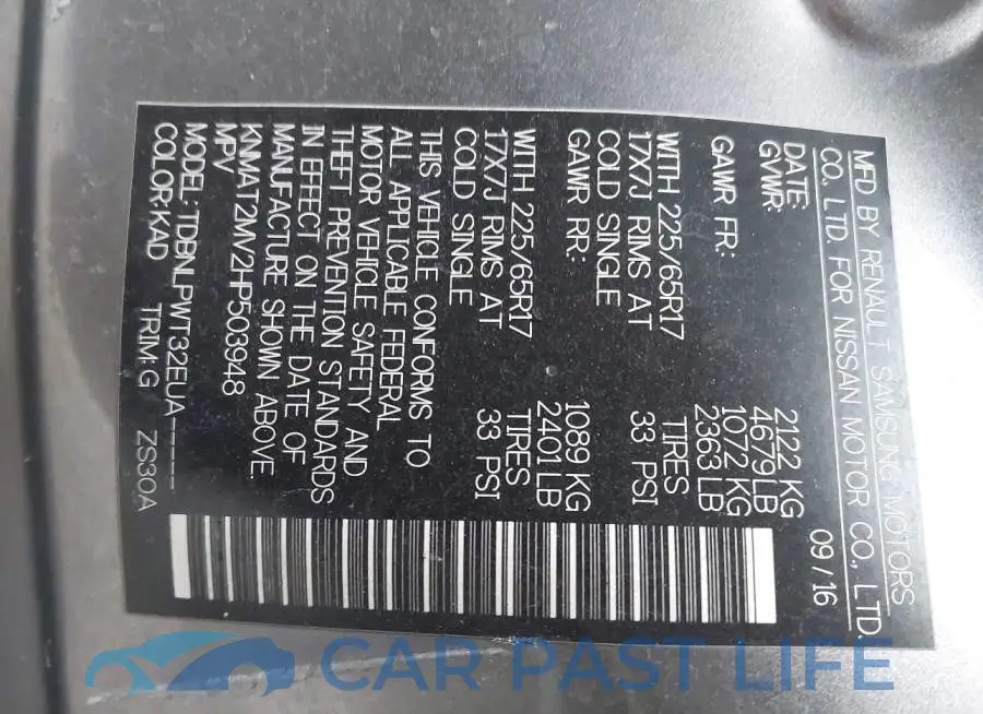 KNMAT2MV2HP503948# 9