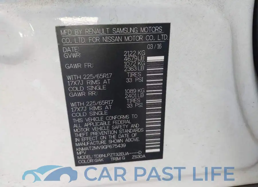 KNMAT2MV9GP675439# 9
