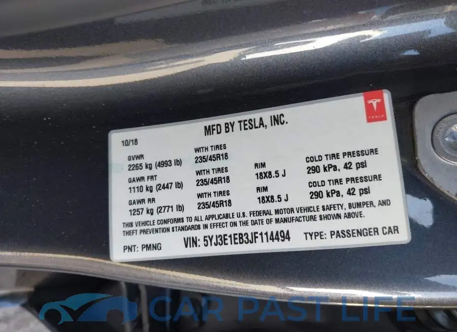 5YJ3E1EB3JF114494# 9