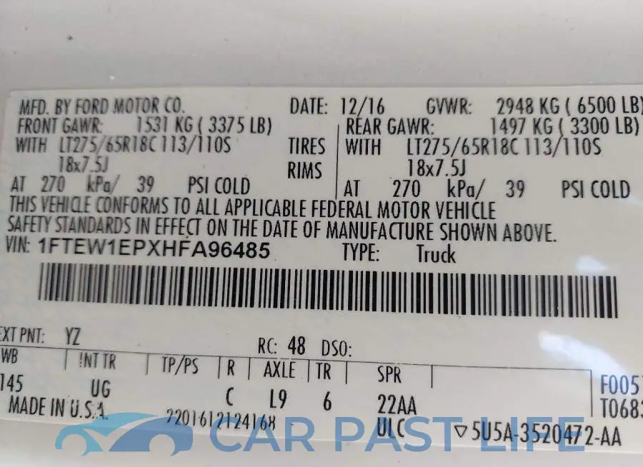 1FTEW1EPXHFA96485# 9
