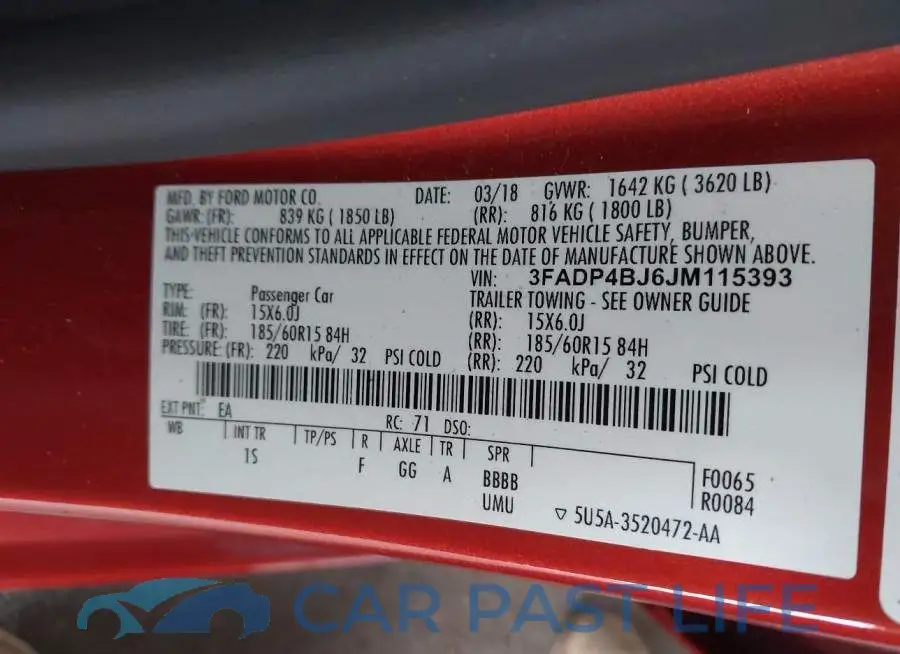 3FADP4BJ6JM115393# 9