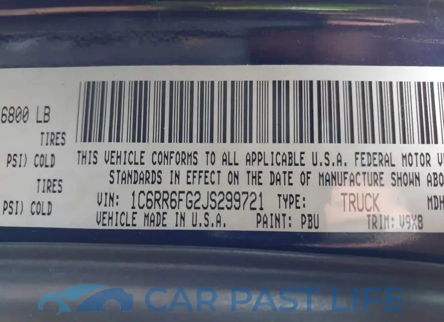 1C6RR6FG2JS299721# 9