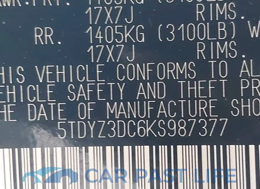 5TDYZ3DC6KS987377# 9