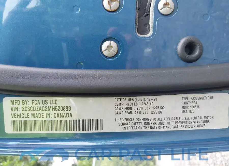 2C3CDZAG2MH520899# 9