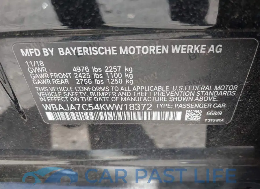 WBAJA7C54KWW18372# 9