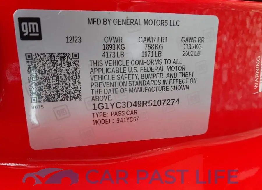1G1YC3D49R5107274# 9