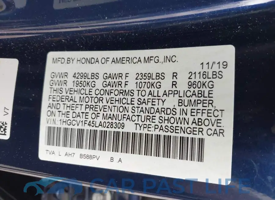1HGCV1F45LA028309# 9