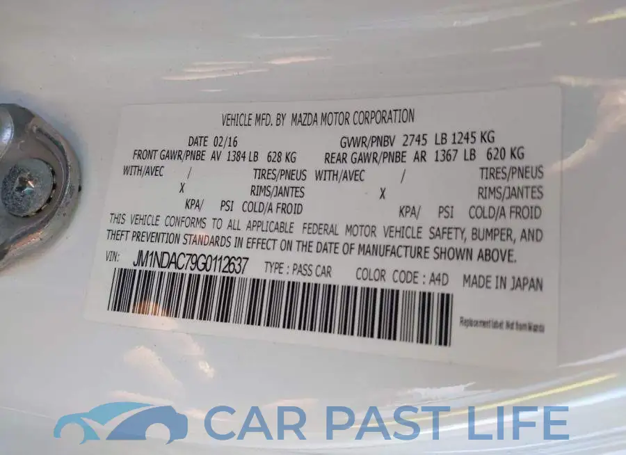 JM1NDAC79G0112637# 9