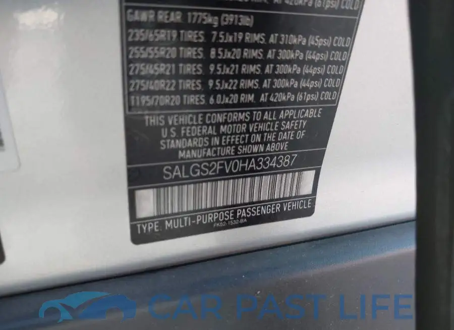 SALGS2FV0HA334387# 9