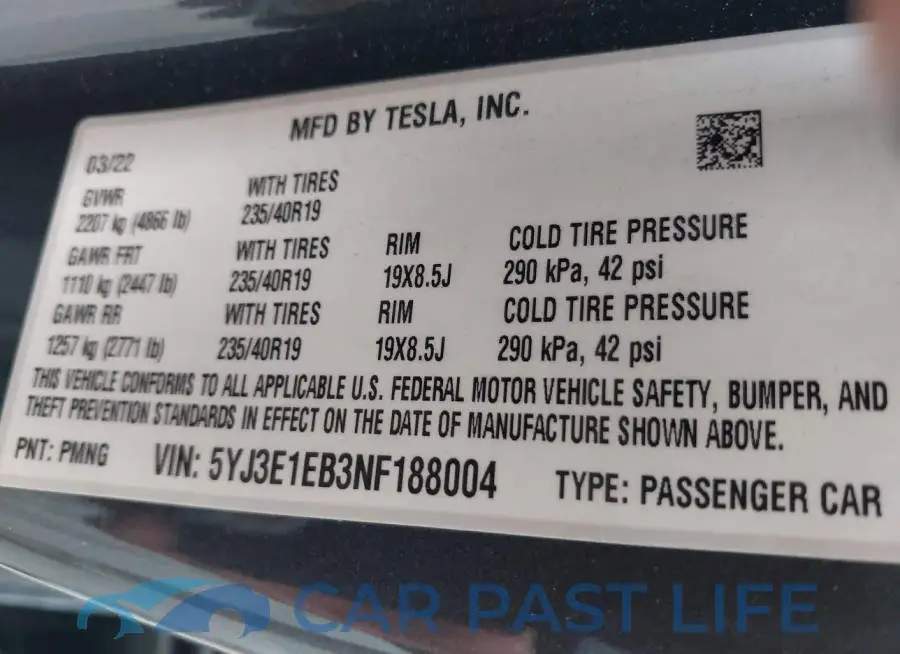 5YJ3E1EB3NF188004# 9