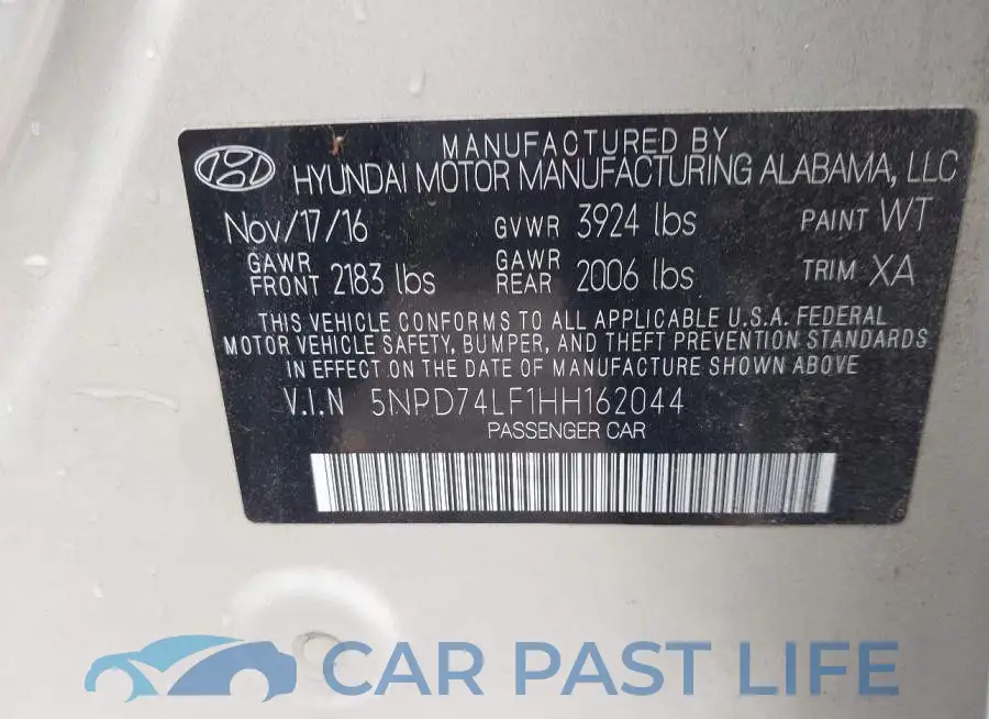 5NPD74LF1HH162044# 9