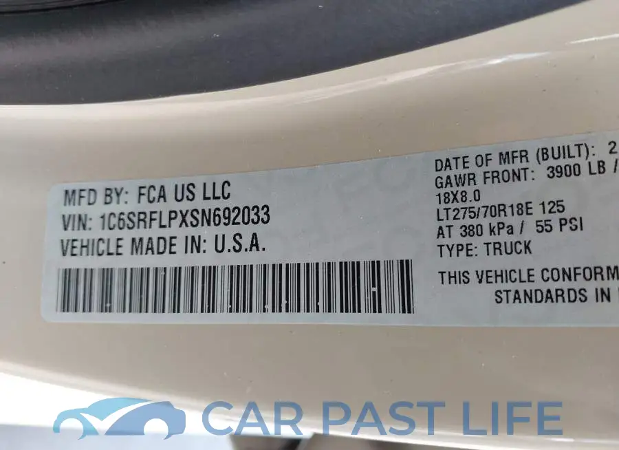 1C6SRFLPXSN692033# 9