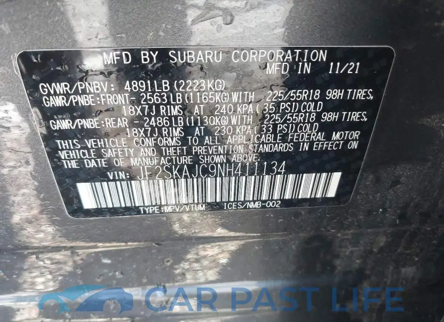 JF2SKAJC9NH411134# 9
