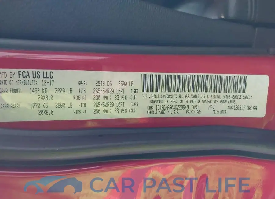 1C4RDHAG0JC228649# 9