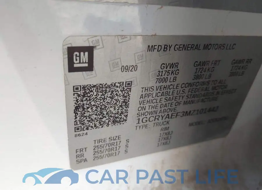 1GCRYAEF3MZ101442# 9