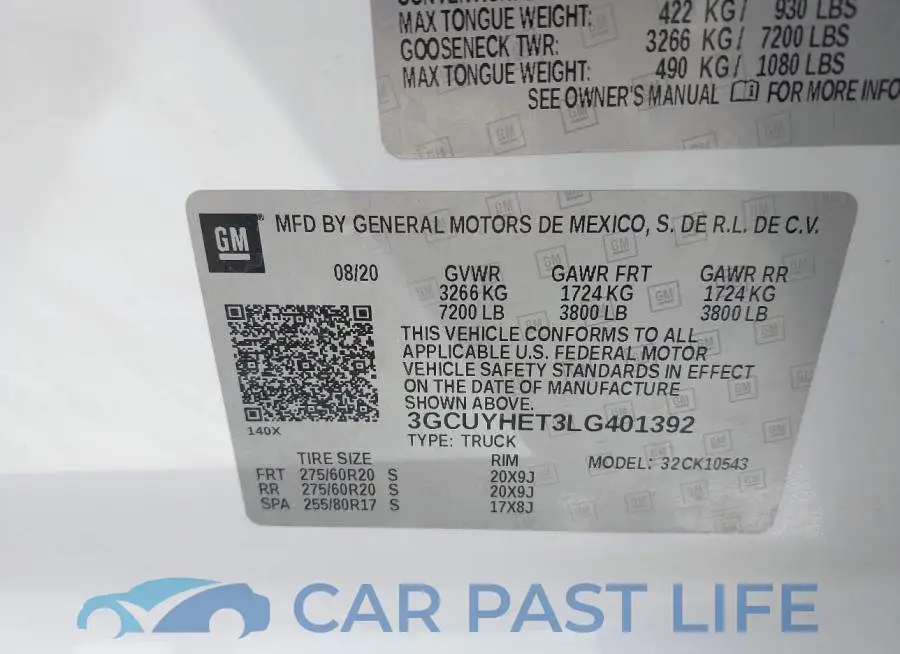 3GCUYHET3LG401392# 9