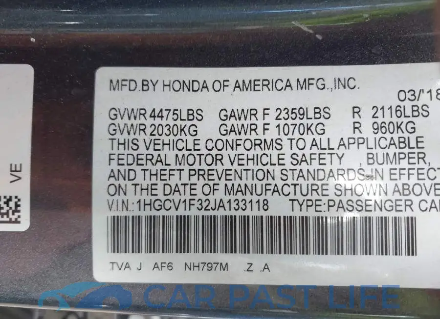 1HGCV1F32JA133118# 9